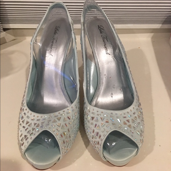 Lulu Townsend peeptoe blue mint size 11 sling back - Picture 2 of 4
